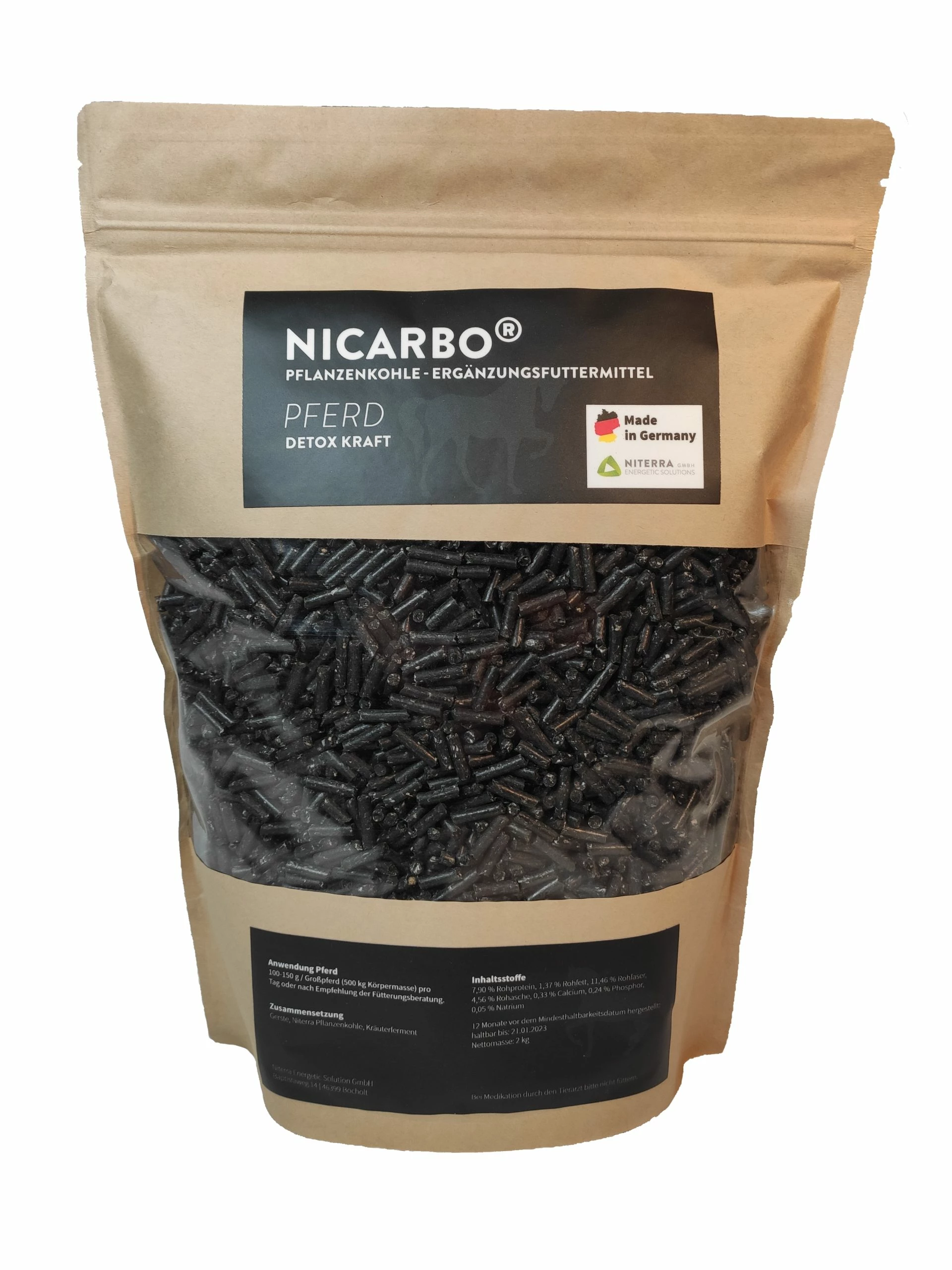 NICARBO Pflanzenkohle - Ergänzungsfutter Pferd 2kg 1 NICARBO Pflanzenkohle - Ergänzungsfutter Pferd 2kg